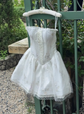 Cute A line Strapless White Party Dresses Short Formal Homecoming Dresses Night Chic Elegant Cocktail Dresses 16th Birthday Outfits Hoco Dress HZ1121