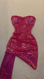 Pretty Sheath Strapless Pink Sequin Formal Homecoming Dresses 21st Birthday Outfits Graduation Dress Short Mini Cocktail Dresses HZ1121