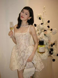 Pretty A line Square Neck White Lace Formal Homecoming Dresses Short 16th Birthday Outfits Graduation Dress Mini Cocktail Dresses HZ1121