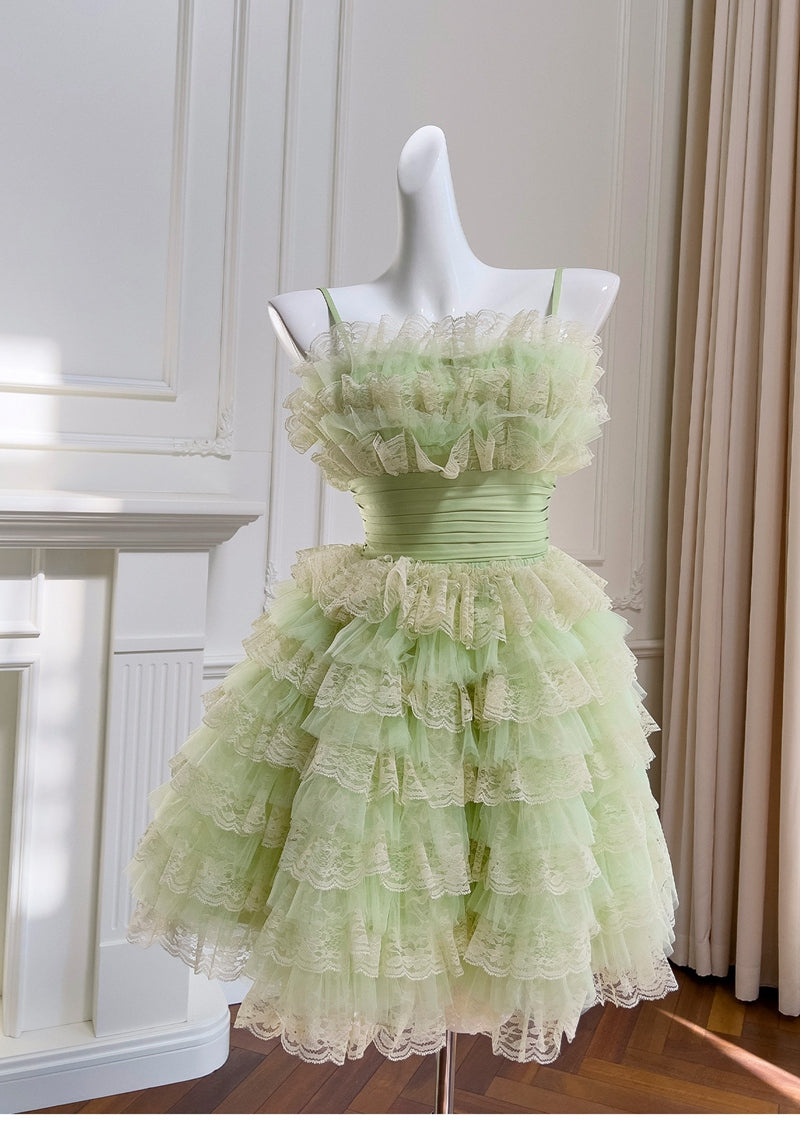 Cute Ball Gown Spaghetti Straps Mint Green Short Homecoming Dress Summ – whxsks