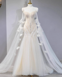Elegant Mermaid Sweetheart Neck Long Evening Gowns Tulle Beading Special Formal Dresses Prom Dresses HZ1121