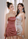 Stunning Peach Strapless Bodycon Short Homecoming Dress Fashion Party Dress Satin Birthday Dress HZ1121