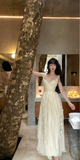 Elegant Sweetheart Sheath Chiffon Long Prom Dresses, Light Champagne Formal Evening Dresses HZ1121