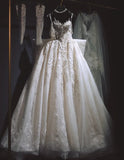 Strapless Ball Gown Tulle Beaded Luxury Wedding Dresses Sleeveless Ivory Bridal Gowns with Appliques HZ1121