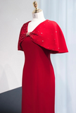 Elegant V neck Mermaid Mother of the Bride Dresses, Burgundy Evening Gowns HZ1121